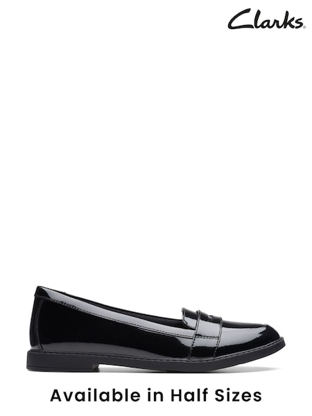 Clarks Black Multi Fit Patent Scala Loafer Shoes (D65345) | €32 - €33