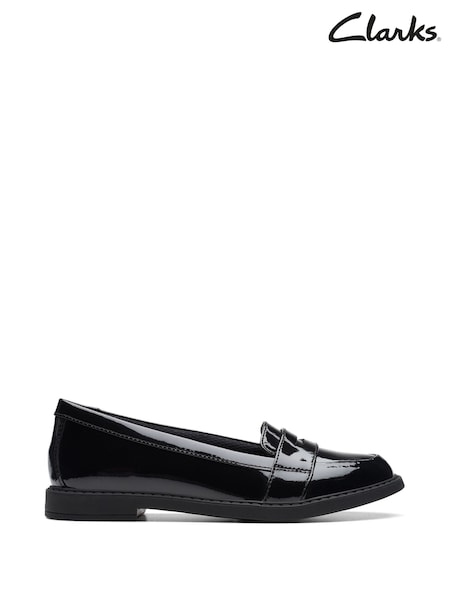Clarks Black Multi Fit Patent Scala Loafer Shoes (D65346) | €61