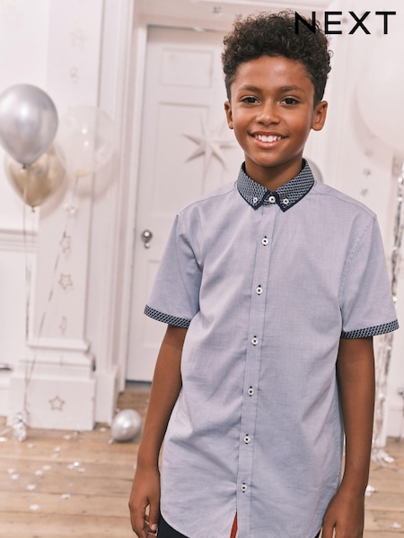 Blue 100% Cotton Short Sleeve Smart Shirt (3-16yrs) (D65618) | €9 - €12.50