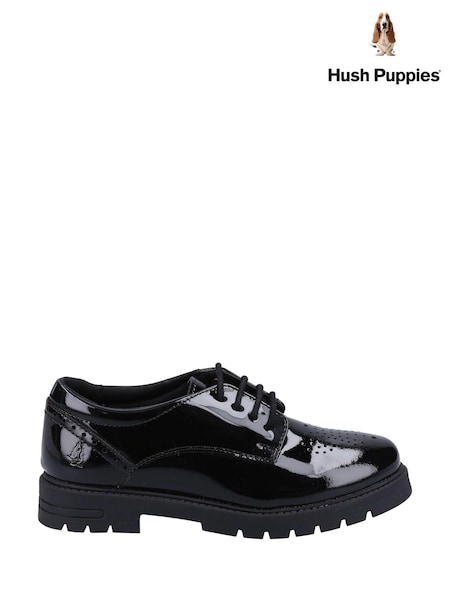 Hush Puppies Jayne Patent Senior Black School Shoes (D65733) | 85 €