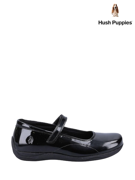 Hush Puppies Aria Patent Junior Black Shoes (D65736) | €17