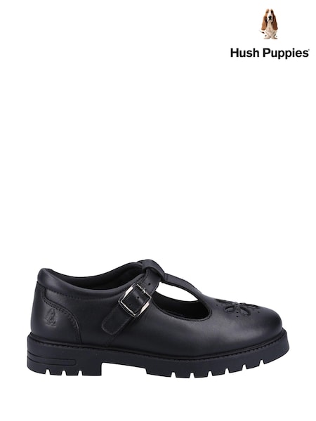 Piele neagră - Hush Puppies Copii mai mari Fiona Negru Patent Pantofi (D65746) | 250 LEI