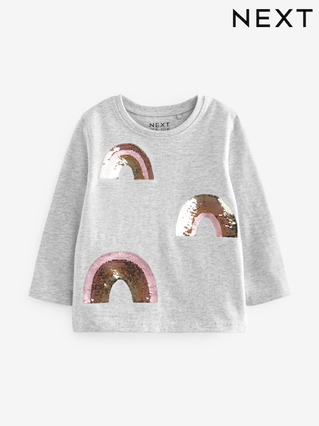 Grey Rainbow Sequin Long Sleeve T-Shirt (3mths-7yrs) (D65771) | € 2