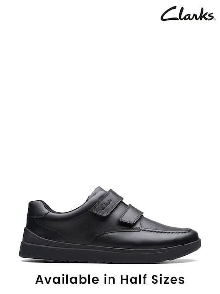 Clarks Black Multi Fit Leather Goal Style Shoes (D65794) | €32 - €33