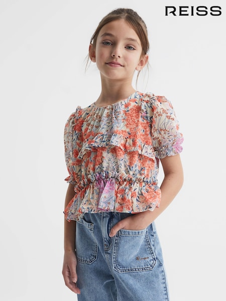 Reiss Pink Print Hester 4-9 yrs Floral Print Blouse (D65809) | ₪292