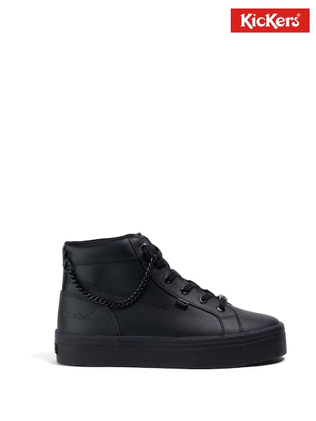 Kickers Black Youth Tovni Hi Stack Chain Leather Trainers (D65963) | €56