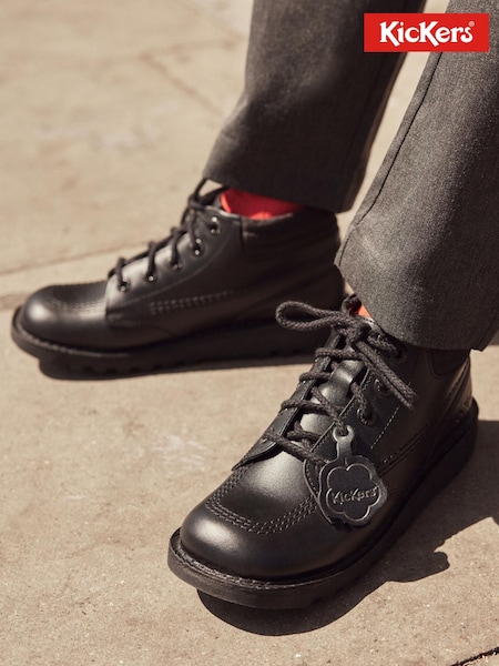 Kickers Black Youth Padded Mesh Leather Shoes (D65984) | 410 zł