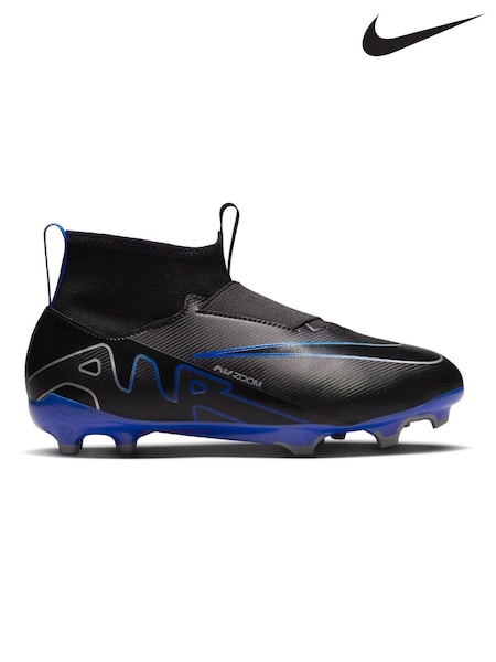 Negru - Ghete de fotbal pentru teren ferm Nike Zoom Mercurial Superfly 9 pentru copii (D66344) | 243 LEI