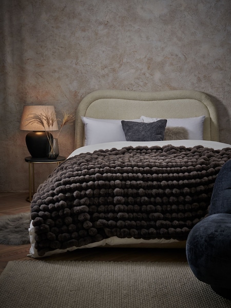 Charcoal Grey Coco Ribbed Faux Fur Throw (D66578) | €31 - €53