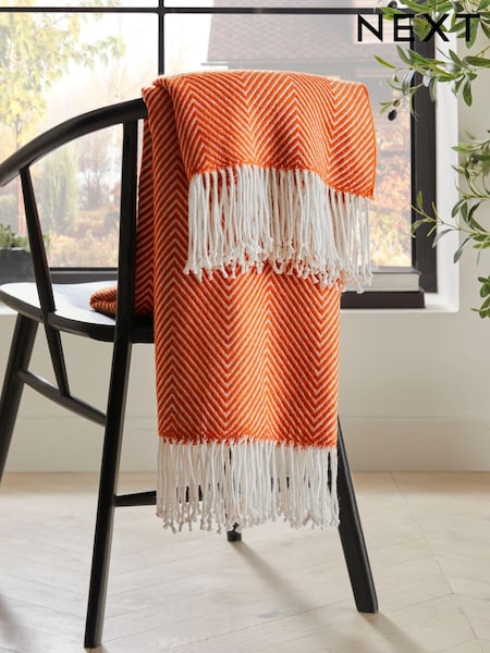 Orange Herringbone Cosy Throw (D66583) | € 23
