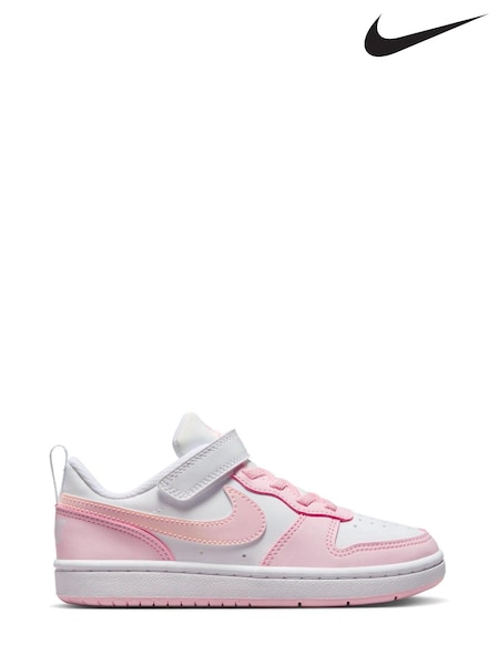 לבן/ורוד - Nike Junior Court Borough Low Recraft Trainers (D66635) | ‏191‏₪