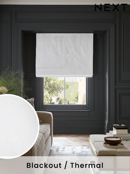 White Ready Made Blackout Roman Blinds With Heavyweight Chenille (D66657) | €66 - €139