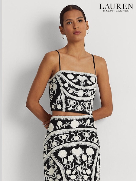 Lauren Ralph Lauren Daphina Black Embroidered Top (D66697) | €67