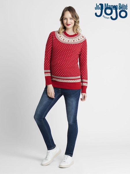 JoJo Maman Bébé Red Reindeer Fair Isle Pattern Jumper (D66876) | 195 QAR