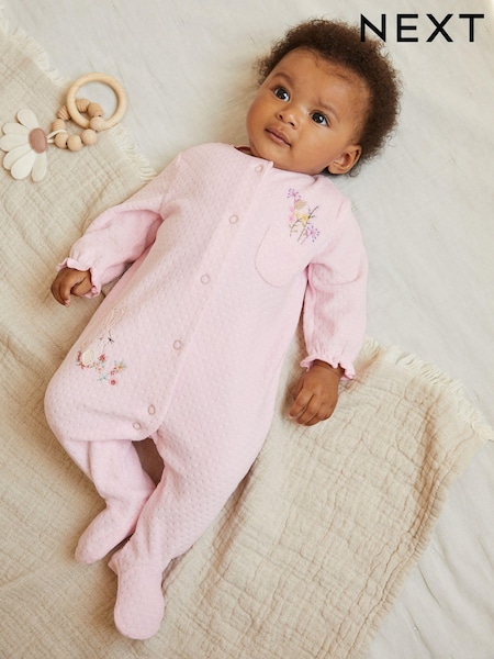 Pale Pink Baby Velour Sleepsuit (0mths-3yrs) (D67004) | €12 - €14