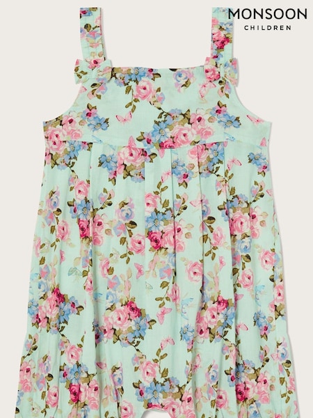 Monsoon Baby Green  Posey Floral Romper Playsuit (D67742) | €12.50 - €13.50