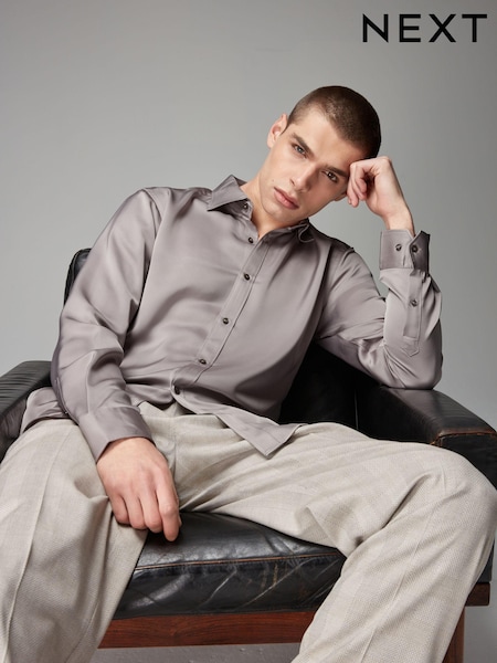 Neutral Champagne Regular Fit EDIT Satin Shirt (D67803) | €3