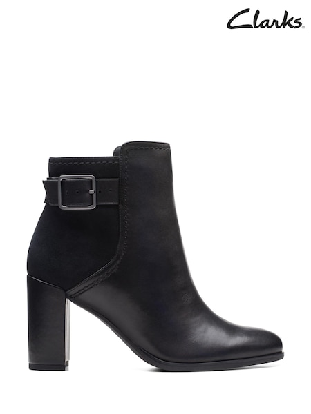 Clarks Black Caramel Suede Freva85 Buckle Boots (D68101) | €75
