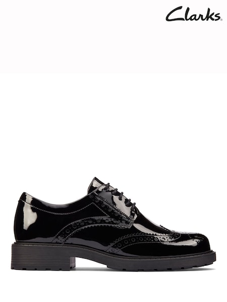 Clarks Black Wide Fit (E) Patent Orinoco 2 Limit Leather Shoes (D68134) | LEI 596