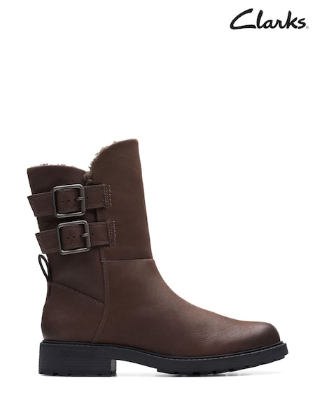 Brown - Clarks Warm Lined Orinoco2 Buckle Boots (D68139) | 465 LEI