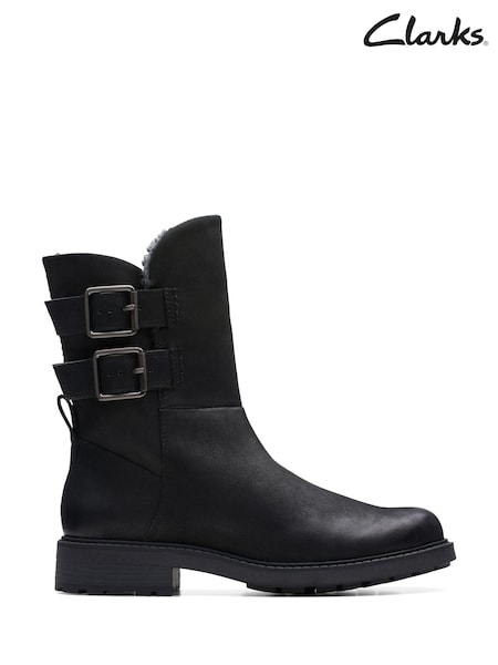 Clarks Black Warm Lined Orinoco2 Buckle Boots (D68140) | €34