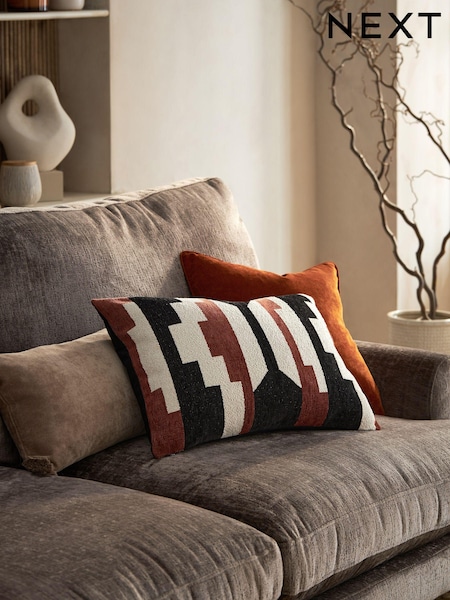 Black Aztec Geo Textured Cushion (D68196) | €13.50