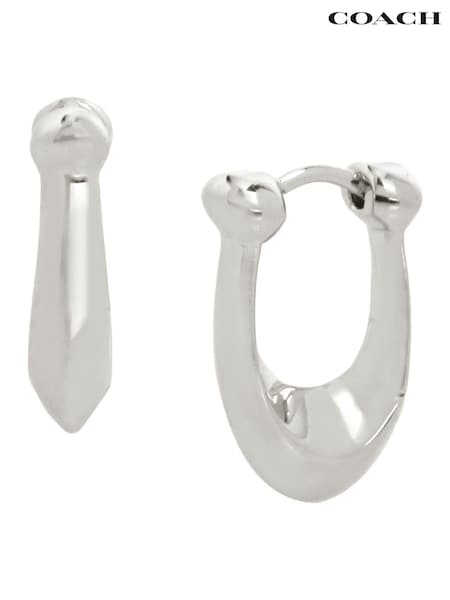 COACH Silver Signature C Huggie Earrings (D68361) | €51