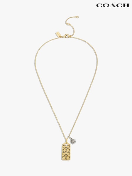 Kultainen/kullanvärinen Tone - Coach Quilted C Tag Pendant Necklace (D68378) | €150