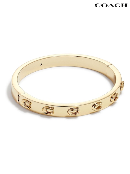 Kultainen/kullanvärinen - Coach Two Tone Signature C Hinged Bangle Bracelet (D68380) | €118