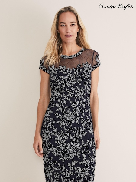 Phase Eight Blue Zila Tapework Dress (D68423) | €121