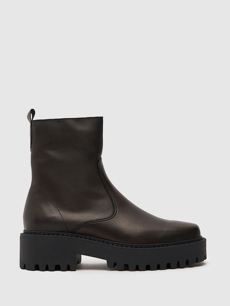 Schuh April Black Clean Leather Boots (D68466) | €46