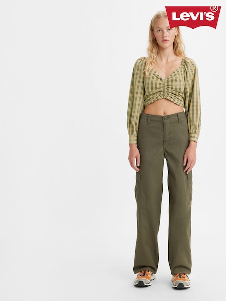Verde - Levi's 94 Pantaloni largi Pantaloni tip cargo 100% Cotton Pantaloni (D68747) | 214 LEI