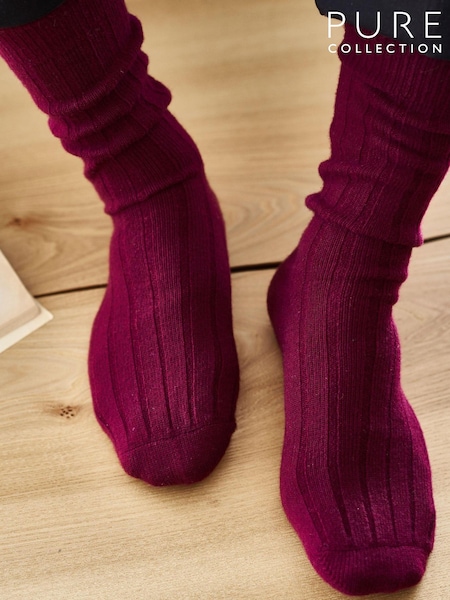 Pure Collection Mens Red Cashmere Socks (D68792) | €69