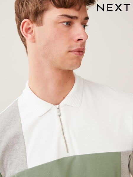 Green/White Vertical Block Polo Shirt (D68874) | €6