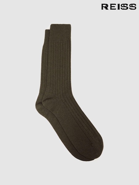 Caqui - Reiss Cirby Wool-Cashmere Blend Ribbed Socks (D68925) | 20 €