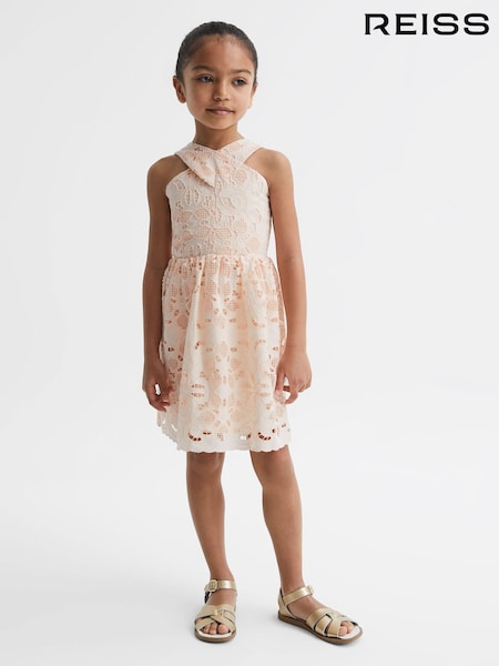 Reiss Pink Callie 9-12 yrs Cross Back Lace Dress (D68936) | €50