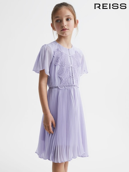 Reiss Coreen Lace Embroidered Pleated Dress (D68943) | 130 €