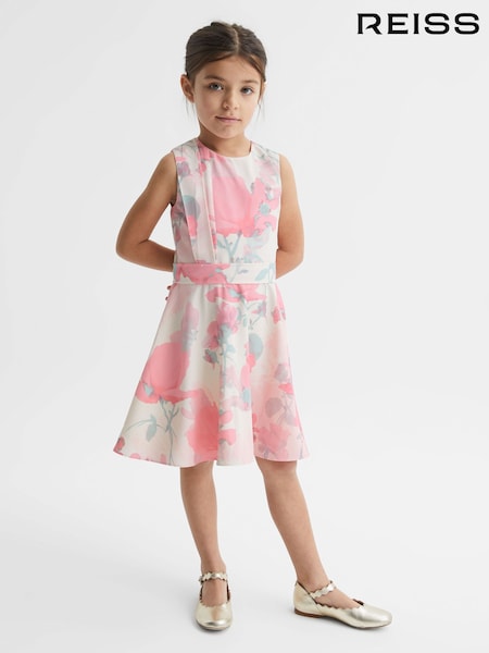Reiss Pink Monica 4-9 yrs Floral Printed Belted Dress (D68947) | $90