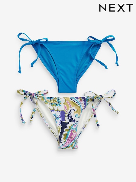 Blue/Purple Paisley Tie Side Bikini Bottoms 2 Pack (D69076) | €7