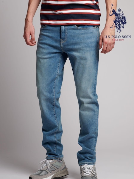 Laivasto Sininen - U.S. Polo Assn. Slim Fit Mens 5 Pocket Denim Jeans (D69119) | €95