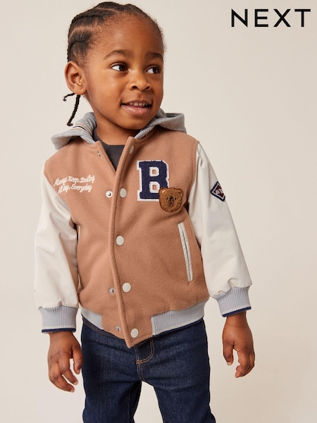 Neutral Varsity Jacket (3mths-7yrs) (D69215) | AED92 - AED106