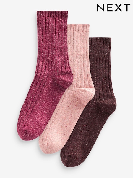Red Thermal Wool Blend Ankle Socks 3 Pack With Silk (D69277) | €10