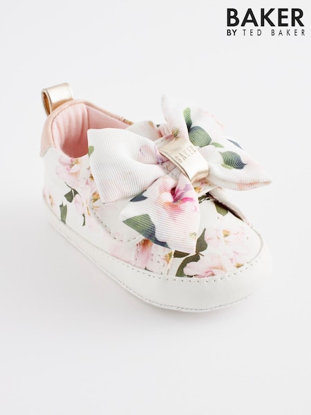 Baker by Ted Baker Baby Girls Floral Organza Bow White Trainer Padders (D69322) | 21 €