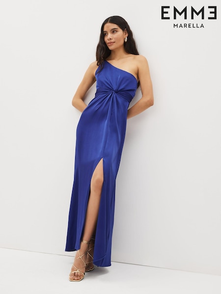 Emme Marella Blue One Shoulder Twist Maxi Dress (D69423) | €51