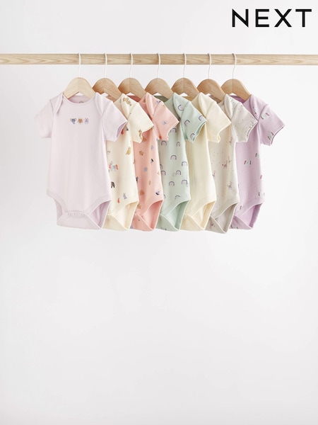 Multi Character Baby Short Sleeve 100% Cotton Bodysuits 7 Pack (D70065) | €20 - €22
