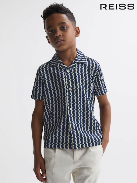 Reiss Mayday Cuban Collar Printed Shirt (D70172) | 314 LEI