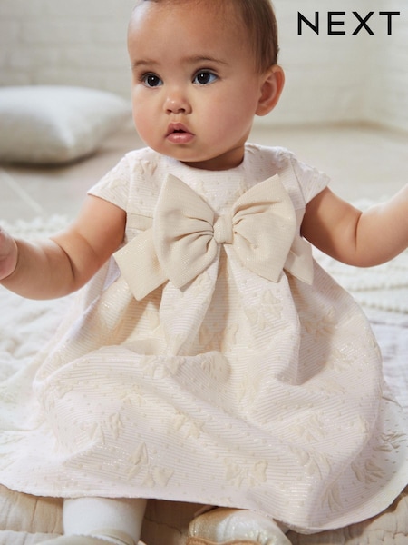 Cream Baby Prom Dress With Bow (0mths-2yrs) (D70244) | € 35 - € 37