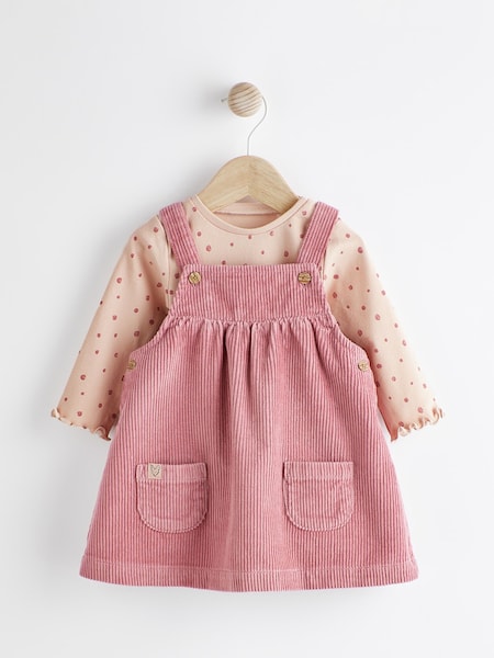Pink Baby Corduroy Pinafore and Bodysuit Set (0mths-2yrs) (D70248) | €10.50 - €12