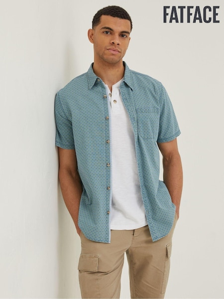 FatFace Green Geo Indigo Print Shirt (D70277) | €27