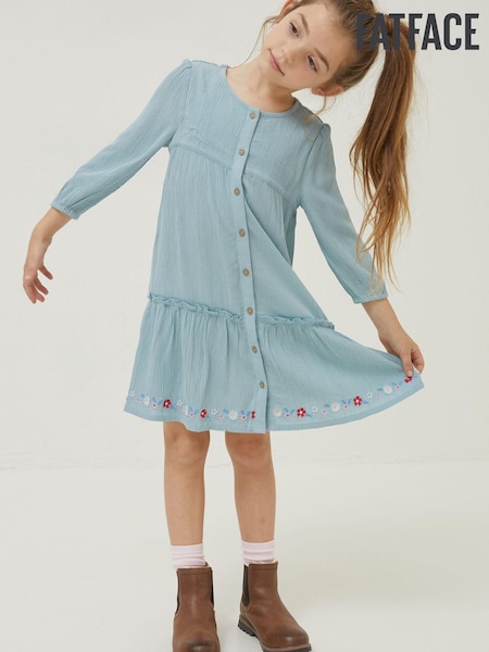 FatFace Green Adeline Embroidered Hem Dress (D70293) | €13.50